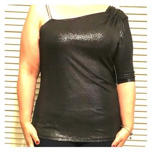 Stylish shimmery top, one shoulder, 18W, NWT